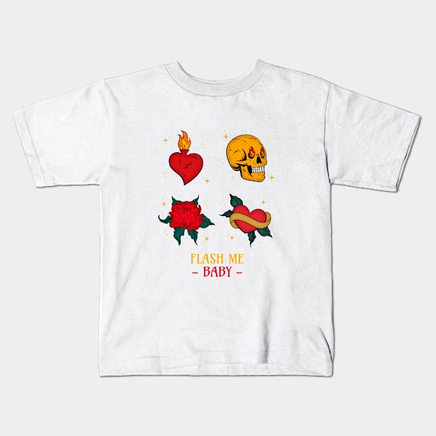 Flash Me Baby Tattoo Kids T-Shirt by TCClothing